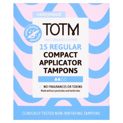 TOTM organic cotton compact applicator tampons regular 15 pack - British product