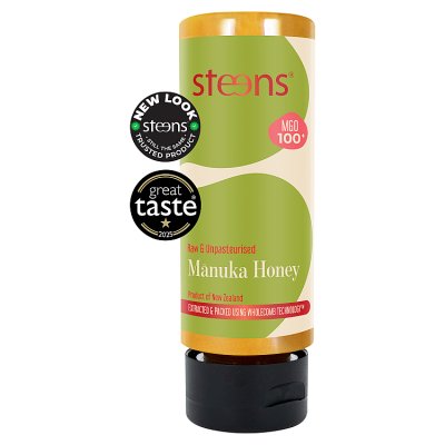 Steens Manuka Honey MGO100+ squeezy 340g (British brand)