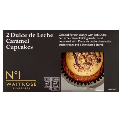 Waitrose dulce de leche caramel cupcakes 2 pack, imported from the UK