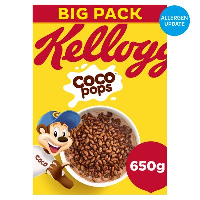 Kellogg's Coco Pops chocolate breakfast cereal 650g, UK version