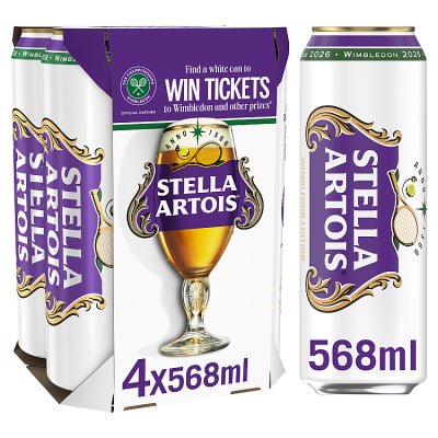 Stella Artois lager pint cans 4x568ml - British product