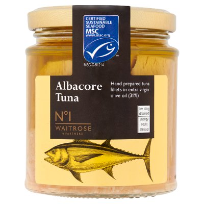 Waitrose No.1 albacore tuna in extra virgin olive oil 220g - British product