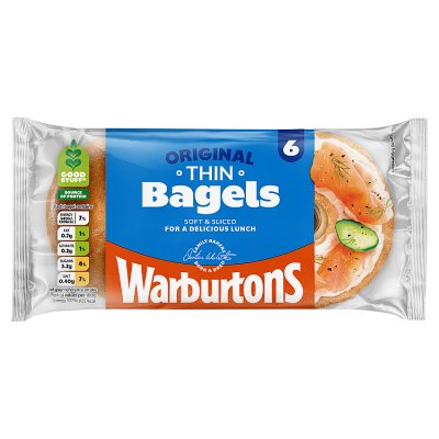 Warburtons original thin bagels 6 pack, UK version