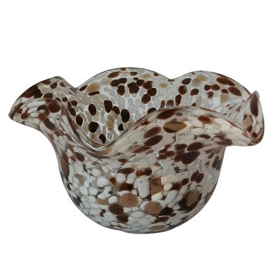Curate confetti glass flare bowl brown and white - British product