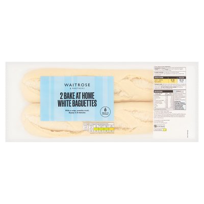 Waitrose bake at home white baguettes 2 pack, UK version