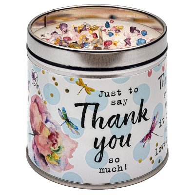 Best Kept Secrets scented candle tin Thank You 240g, UK version