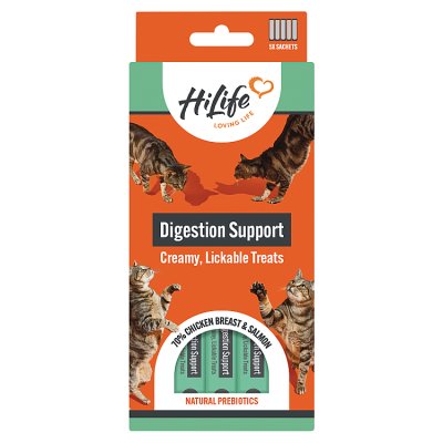 HiLife functional cat licks digestion support chicken salmon 5x15g (British brand)