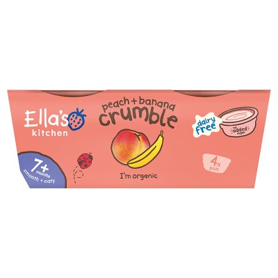 Ella's Kitchen organic peach and banana crumble 4x80g - British product