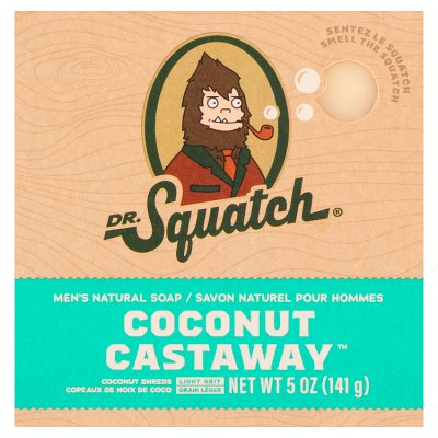 Dr Squatch Coconut Castaway Soap 141.7g, imported from the UK