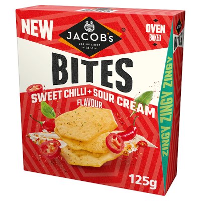 Jacob's Bites sweet chilli sour cream crackers 125g, imported from the UK