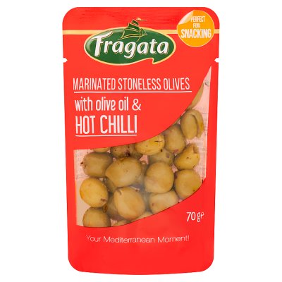 Fragata marinated stoneless olives with chilli 70g (British brand)