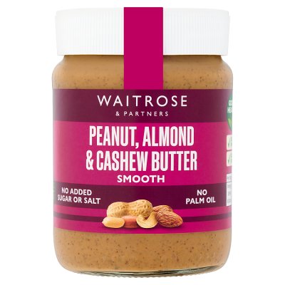 Waitrose peanut almond and cashew nut butter 340g, imported from the UK
