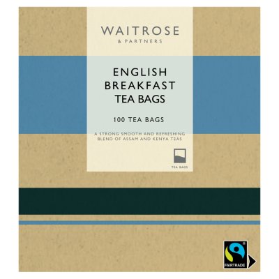 Waitrose English Breakfast tea 100 tea bags 250g, imported from the UK