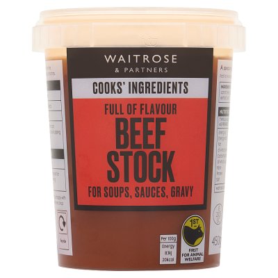Waitrose Cooks' Ingredients beef stock 450g, UK version