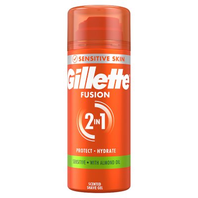 Gillette Fusion shave gel for sensitive skin 75ml, imported from the UK