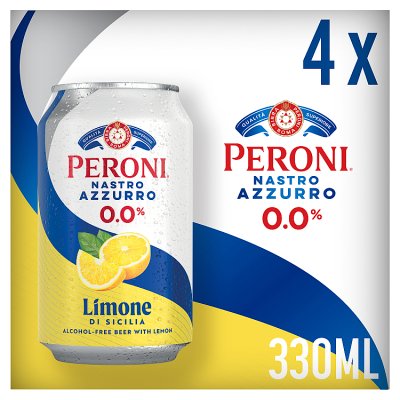 Peroni Nastro Azzurro alcohol-free beer Limone 0.0% 4x330ml (British brand)