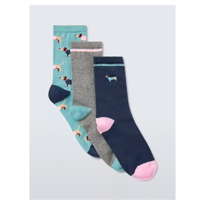 Novelty dachshund ankle socks 3-pack size 3, UK version