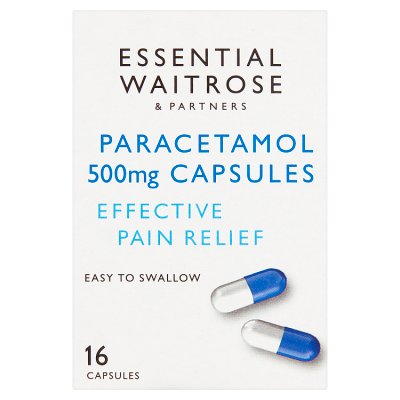 Waitrose Essential Paracetamol Capsules 500mg 16s - British product