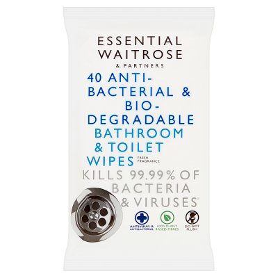 Waitrose Essential bathroom and toilet wipes 40s, UK version