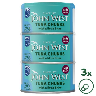 John West No Drain tuna chunks in brine 3x100g, UK version
