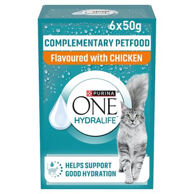 Purina One Hydralife chicken cat supplement 6x50g sachets (British brand)