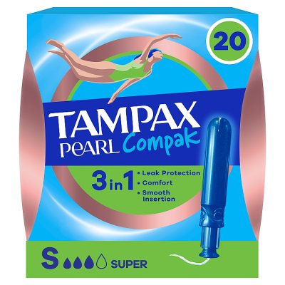 Tampax Pearl Compak Super tampons 20 count - British product