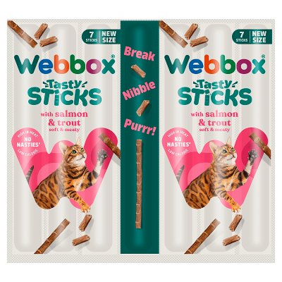 Webbox Tasty Sticks Salmon & Trout cat treats 35g, UK version