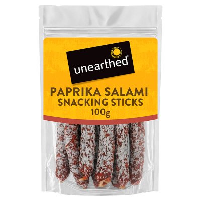Unearthed cured paprika salami sticks 100g, UK version