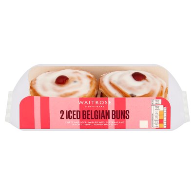 Waitrose iced Belgian buns pack of 2, UK version