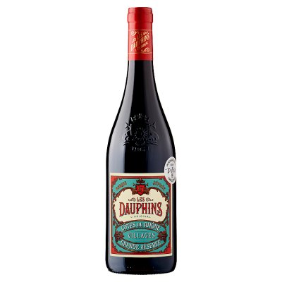 Les Dauphins Côtes du Rhône Villages red wine 75cl, imported from the UK
