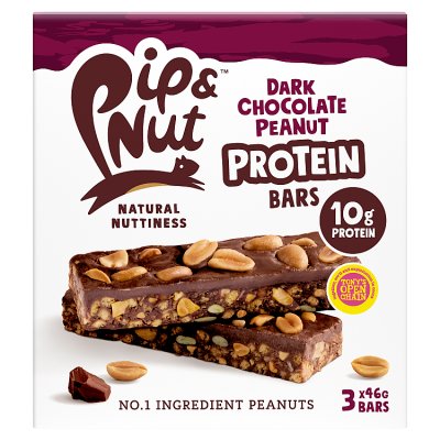 Pip & Nut dark chocolate peanut protein bars 3x46g - British product