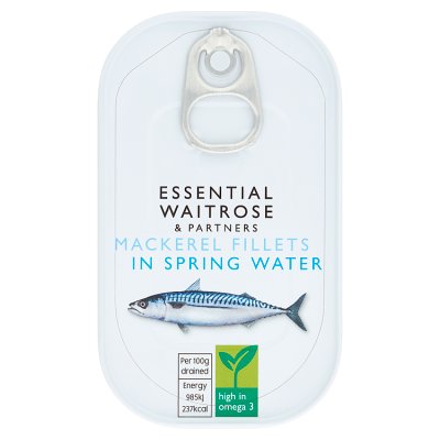 Waitrose Essential mackerel fillets in spring water 125g (British brand)