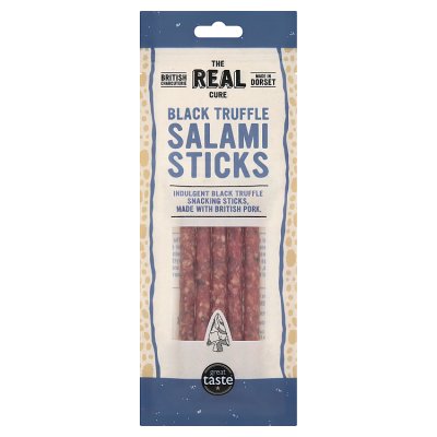 The Real Cure black truffle salami sticks 70g (British brand)