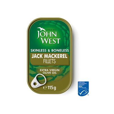 John West Mackerel Fillets in extra virgin olive oil 115g (British brand)