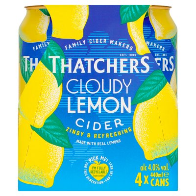 Thatchers cloudy lemon cider 4x440ml, imported from the UK