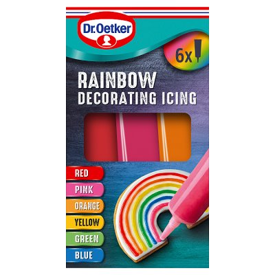 Dr. Oetker rainbow decorating icing 102g tube, imported from the UK