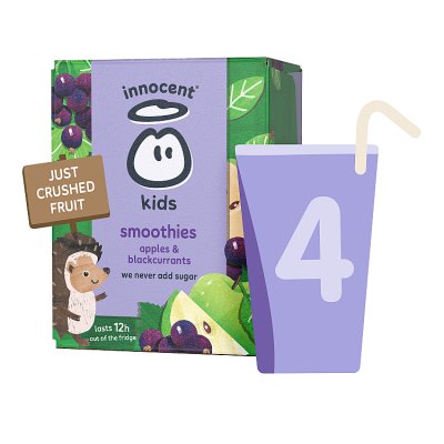 Innocent Kids apples and blackcurrant smoothies 4x150ml (British brand)