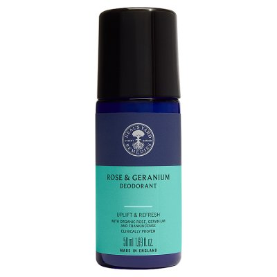 Neal's Yard rose and geranium roll-on deodorant 50ml, imported from the UK