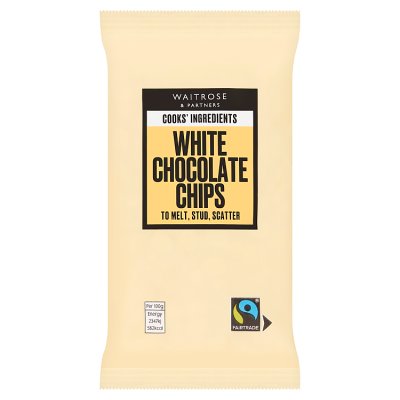 Waitrose Cooks' Ingredients white chocolate chips 100g, UK version