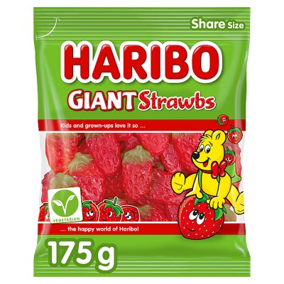 Haribo Giant Strawbs strawberry sweets 175g (British brand)