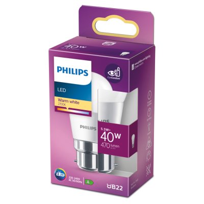 Philips LED bulb frosted ball B22 5.5W, imported from the UK