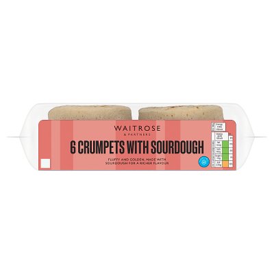 Waitrose sourdough crumpets 6 pack, made in Britain, UK version