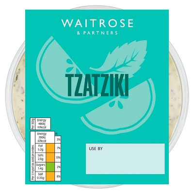Waitrose tzatziki yogurt and cucumber dip 230g, UK version