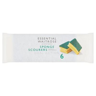 Waitrose Essential dual action scourers 6 pack, imported from the UK