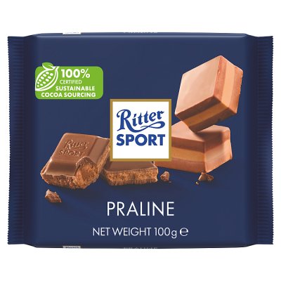 Ritter Sport Praline chocolate bar 100g, imported from the UK