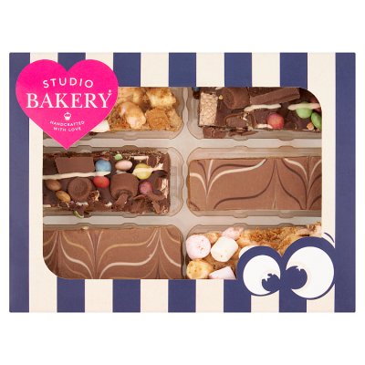 Studio Bakery traybake selection 6-pack with Tiffin and millionaire shortbread, UK version