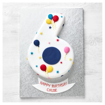 6th Birthday Balloon & Stars Cake with raspberry jam and buttercream (British brand)