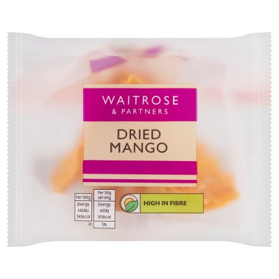 Waitrose dried mango 35g bag, dried fruit snack (British brand)