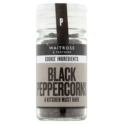 Cooks' Ingredients black peppercorns 42g glass jar, imported from the UK