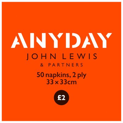 ANYDAY white napkins 33cm 50 pack, imported from the UK